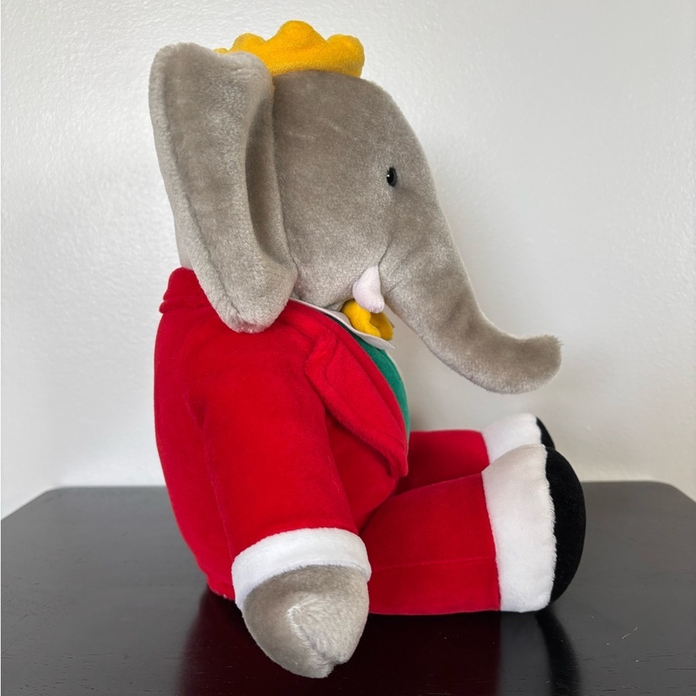Vtg Gund Babar the Elephant Plush 1988 Macys 14” Stuffed Animal Red Suit Crown - Picture 4 of 10